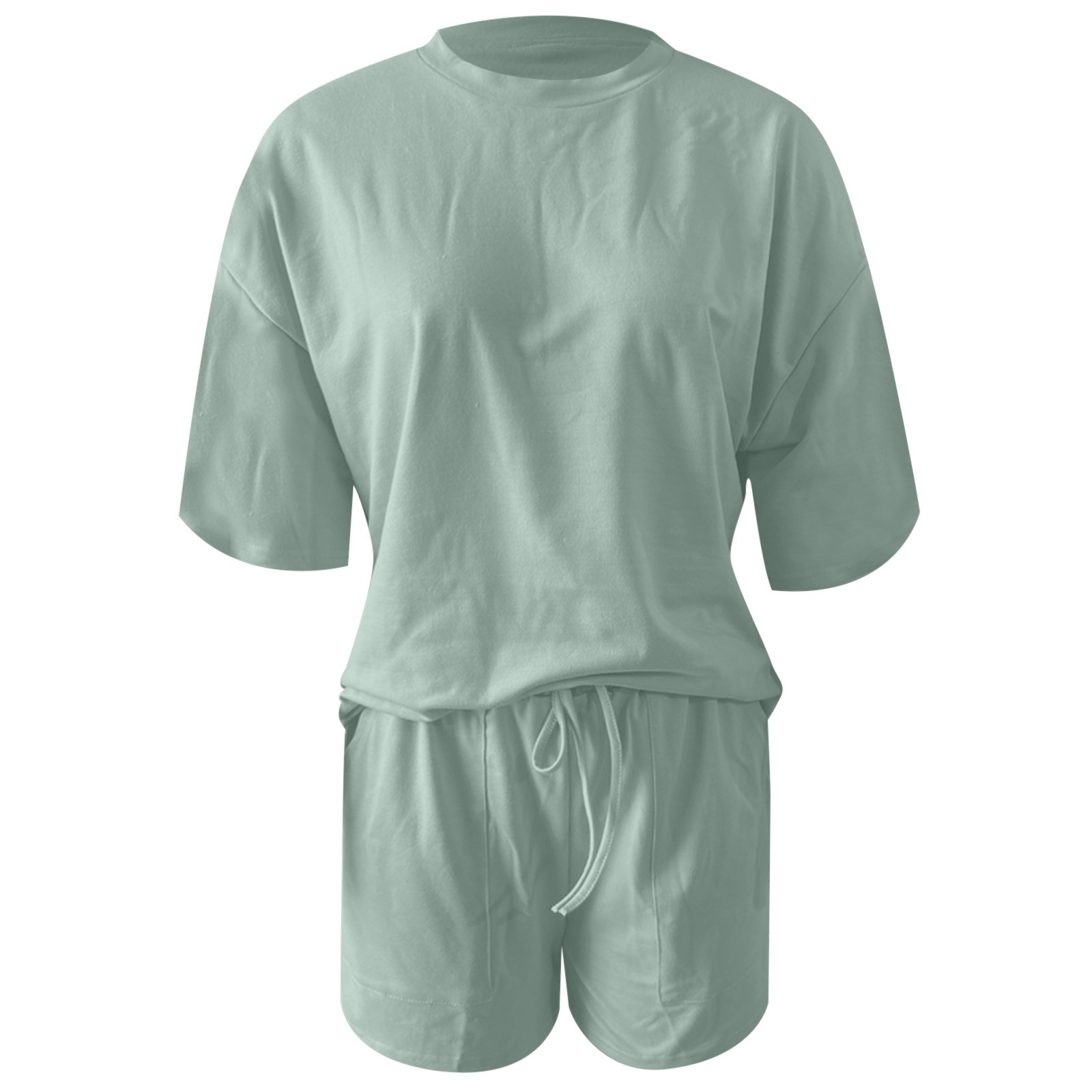 thumbnail image 4 of Conjunto informal holgado de color liso para mujer: diseño sencillo, ajuste cómodo, versátil para el uso diario, combinable con sandalias o zapatillas deportivas, varias tallas, 4 of 5